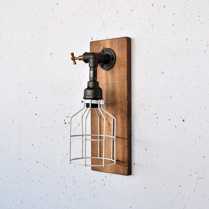 Opviq Lámpara de Pared Pp172 Madera y Negro